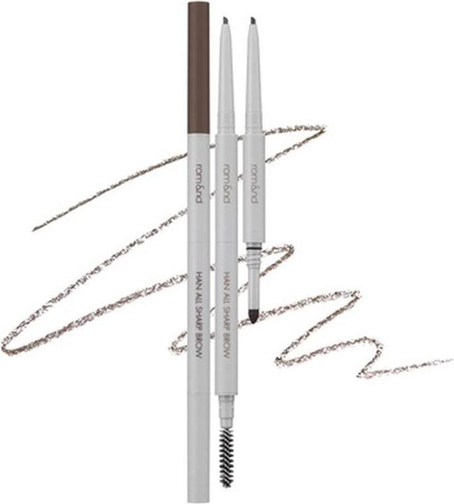 Rom&Nd HAN ALL SHARP BROW C2 Grace Taupe Dual-Sided Fine Tip Shapes Defines Fills Brows Natural Make (Taupe)