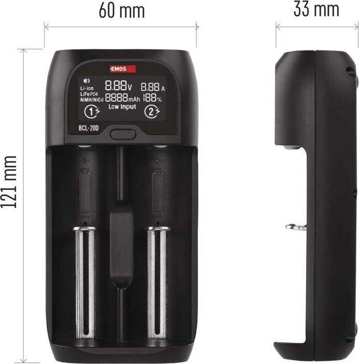 Immagine prodotto Emos Caricabatterie universale per batterie agli ioni di litio BCL-20D (1 pz., 10440, C, AA, AAA, Caricabatterie senza batteria)
