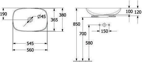 Immagine prodotto Villeroy & Boch V&B Lavabo da appoggio LOOP & FRIENDS con cassetta 560x380mm mandorla C+ (Lavandino montato in alto, 38 cm, 56 cm)