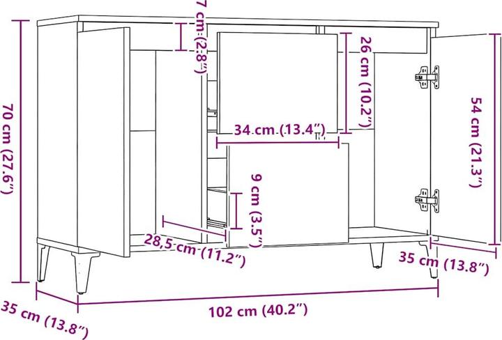 Produktbild vidaXL Sideboard (104 x 35 x 70 cm)