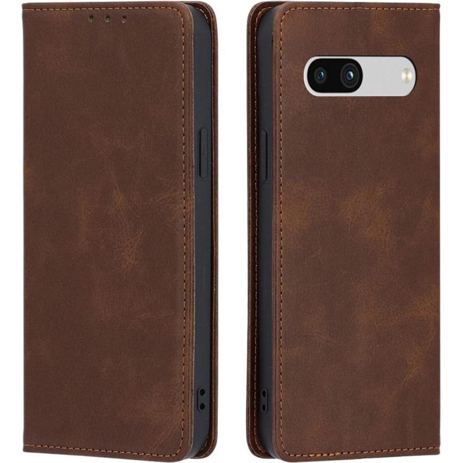 Cover-Discount Google Pixel 7a - Custodia Stand Flip Cover marrone (Google Pixel 7a), Cover smartphone, Marrone