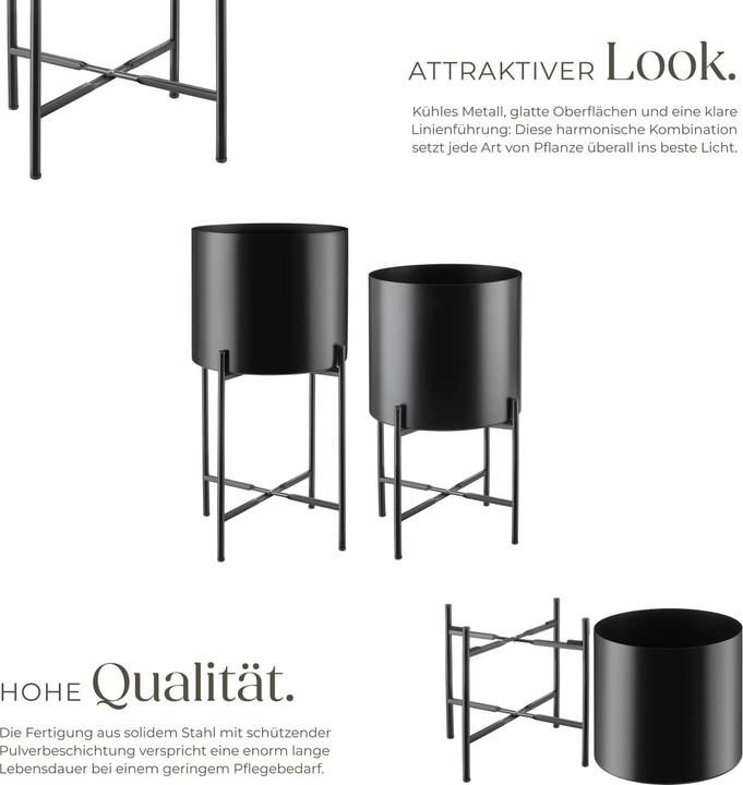 Actual product image tectake Plant stand Mine, set of 2, powder-coated steel
