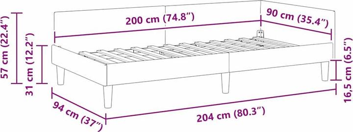 Produktbild vidaXL Modernes Bettgestell (90 x 200 cm)