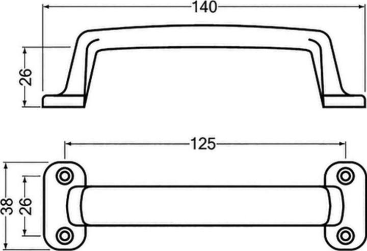 Actual product image Hermeta Handle Width 38 mm No. of holes 4
