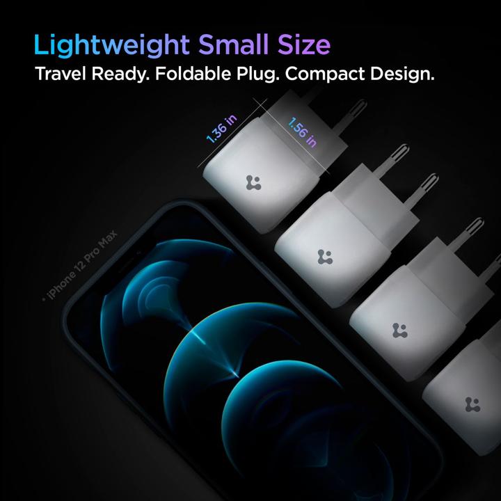 Produktbild Spigen Ładowarka sieciowa PE2C10CL PD20W USB-C + kabel lightnig Biała/White ASE05999 (20 W)