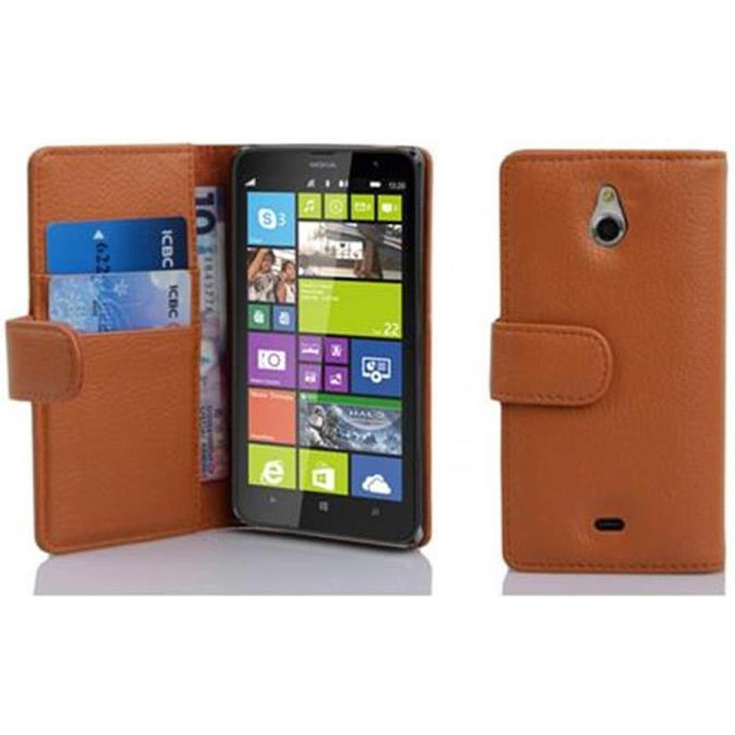 Cadorabo Book mit Struktur Cover (Nokia Lumia 1320), Smartphone Hülle, Braun