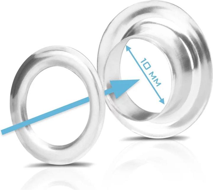 Immagine prodotto Stahlwerk Set di pinze per occhielli da 10 mm con foratura e 125 occhielli in acciaio temprato (215 mm)