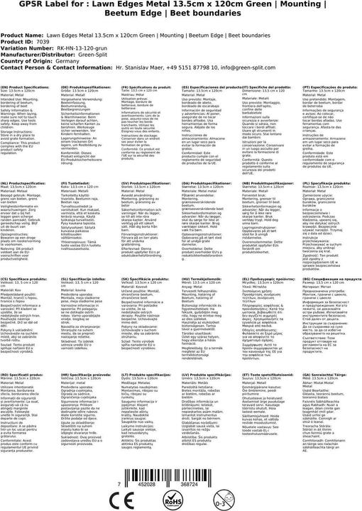 Immagine prodotto Green Split Bordatura in metallo per prato 13,5 cm x 120 cm Verde | bordatura letto | bordatura letto |