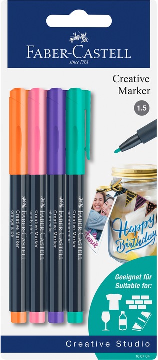 Actual product image Faber-Castell Marker Creative Studio (Black, 1.50 mm, 4 x)