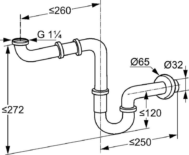Produktbild Kludi Raumspar-Geruchverschluss G 1 1/4Zollx32mm chr (Flaschensiphon, 1 1/4")