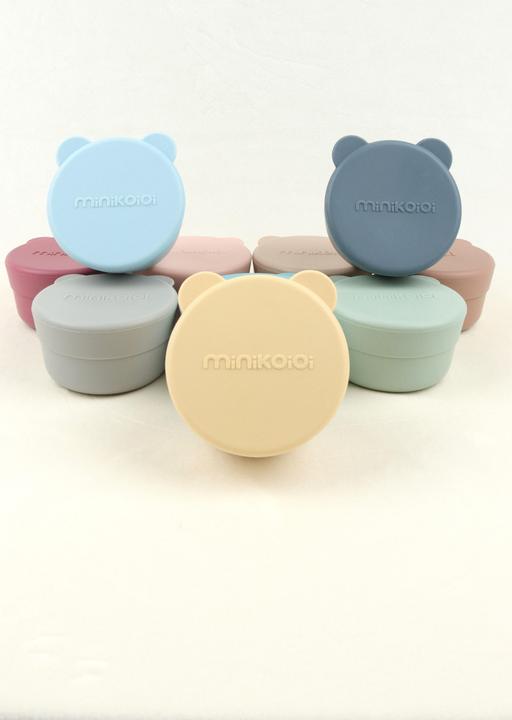 Produktbild Minikoioi Mini Silikon Schalen mit Deckel, 2 Stk., Aqua Grün / Puder Grau