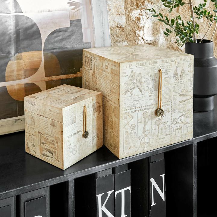 Actual product image Loberon Box 2er Set Elridge antikcreme/grau (25 cm, 2x)