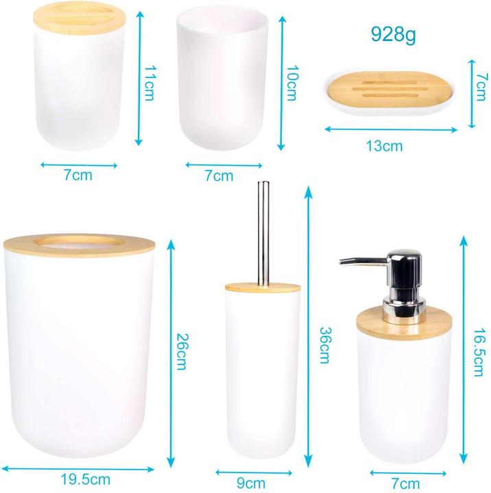 Produktbild Intirilife Badezimmer Zubehör Set inkl. Zahnputzbecher Seifenschale Seifenspender Toilettenbürste