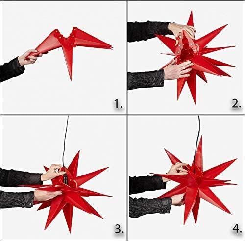 Actual product image Novaliv Poinsettia decorative star | 40cm RED | indoor and outdoor | for E14 bulb with thread