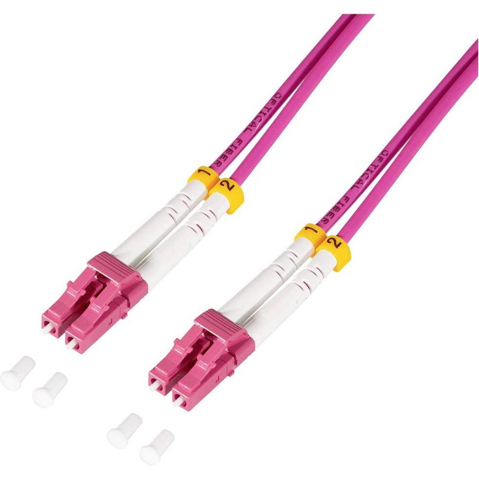 LogiLink Cavo patch in fibra ottica rinforzato in acciaio OM4, duplex LC/UPC - LC/UPC, 15 m (15 m), Cavo di rete