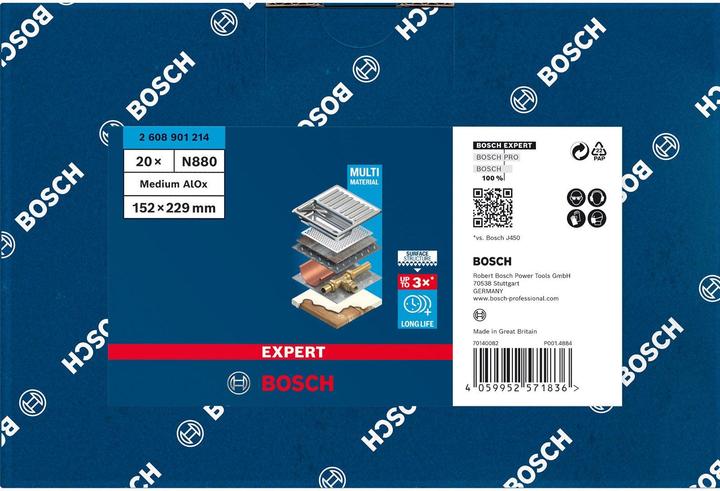 Produktbild Bosch Professional Zubehör EXPERT N880 Vliespad zum Handschleifen, 152 x 229 mm, mittleres AlOx (Mittleres AlOx)