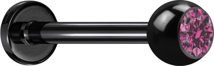 Produktbild Star Piercing Micro Labret schwarz mit Kugel und Kristall pink (ohne Messing, Titan G23)