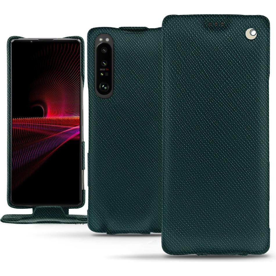 Noreve Lederschutzhülle vertikal (Sony Xperia 1 III), Smartphone Hülle, Grün
