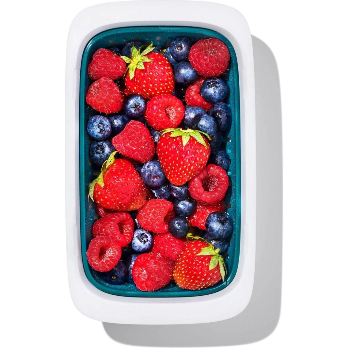 Thumbnail - OXO Good Grips Prep & Go Behälter mit Sieb 0.45L, Vorratsbehälter, Blau