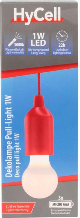 Produktbild Star Trading HyCell Pull-Light ROT, inkl. 3 x AAA Batterien (VPE 8 1 Di