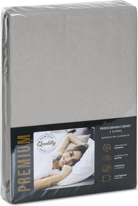 Actual product image Eurofirany Jersey -sheet with 90x200 cm elastic cotton silver colour 190 g/m2 Eurofirana Premium (90 x 200 cm)