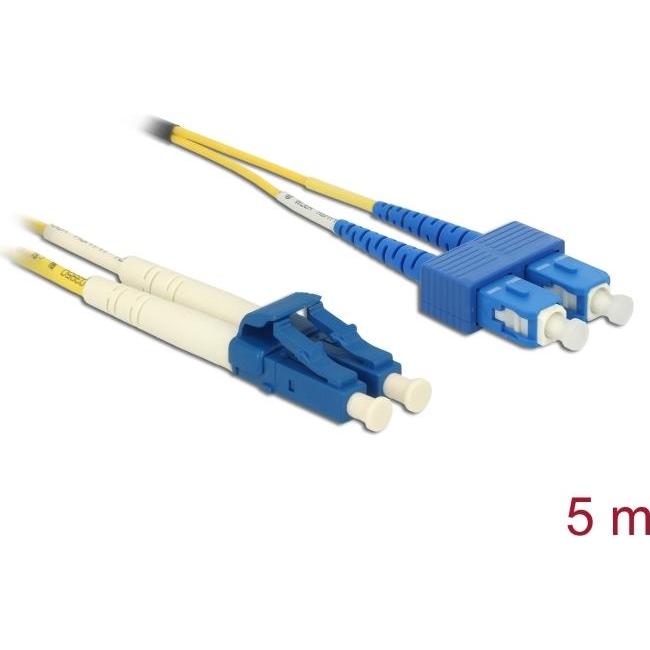Delock Kabel Lichtwellenleiter LC Duplex zu SC Duplex Single (U/FTP, CAT6, 5 m), Netzwerkkabel