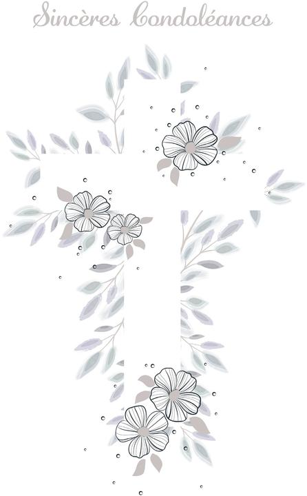 Produktbild ABC Trauerkarte FR B6 53161 Blumen Kreuz (1 Stk.)