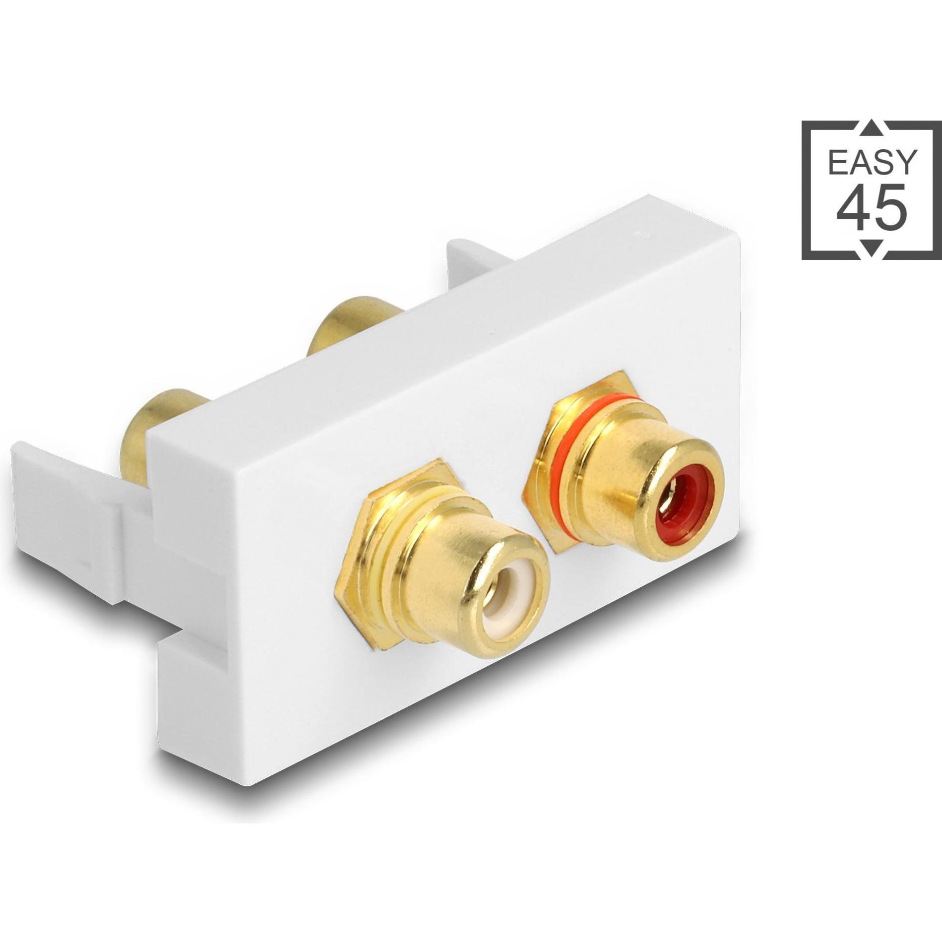 Thumbnail - Delock Audio-Adapter 22.5x45mm Cinch - Cinch (Klinkenadapter), Audio Adapter, Weiss