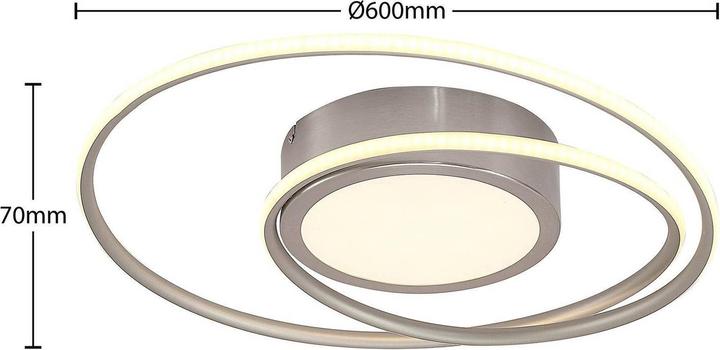 Actual product image Lindby Bovia LED ceiling lamp, CCT, dimmable, nickel (3900 lm)