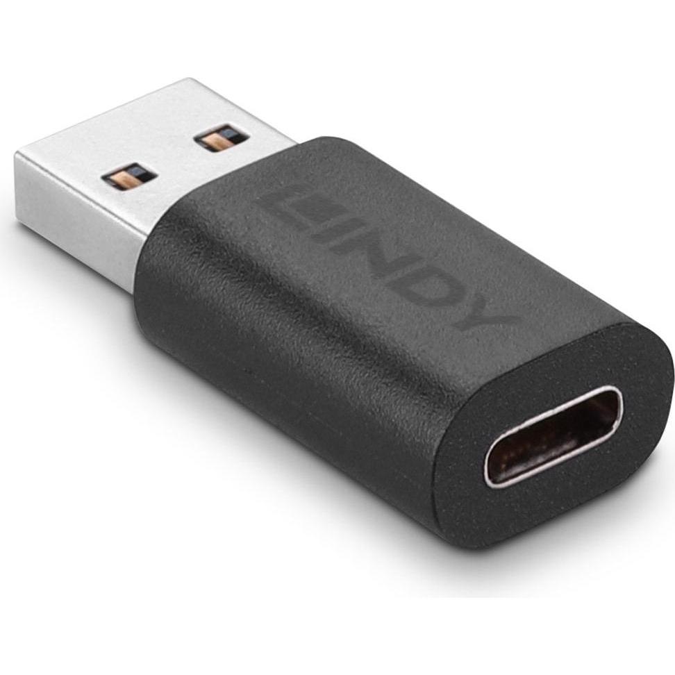 Thumbnail - Lindy USB 3.2 Typ A zu C Adapter (USB Typ-C, 2.44 cm), Data + Video Adapter, Schwarz