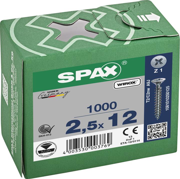 Produktbild Spax Senkkopf Bremsrippen Kreuzschlitz Z1 Vollgewinde Wirox (1000 Schrauben pro Stück)