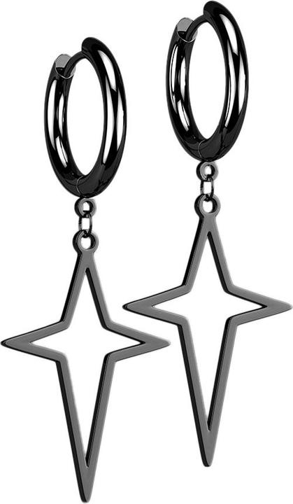Image du produit Star Piercing Boucles d'oreilles noir pendentif croix en étoile (sans laiton, Acier chirurgical 316L)