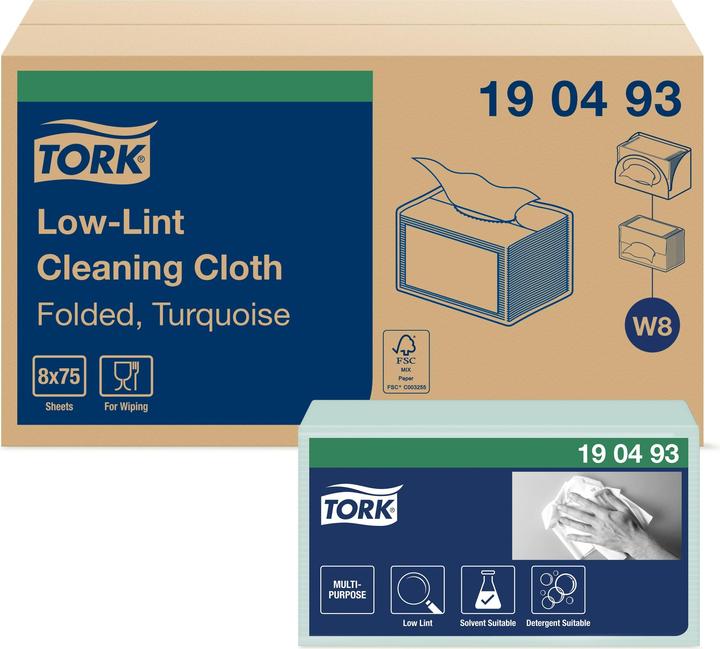 Immagine prodotto Tork Low-Lint Cleaning Cloths Blue 8x75 (75 pz.)