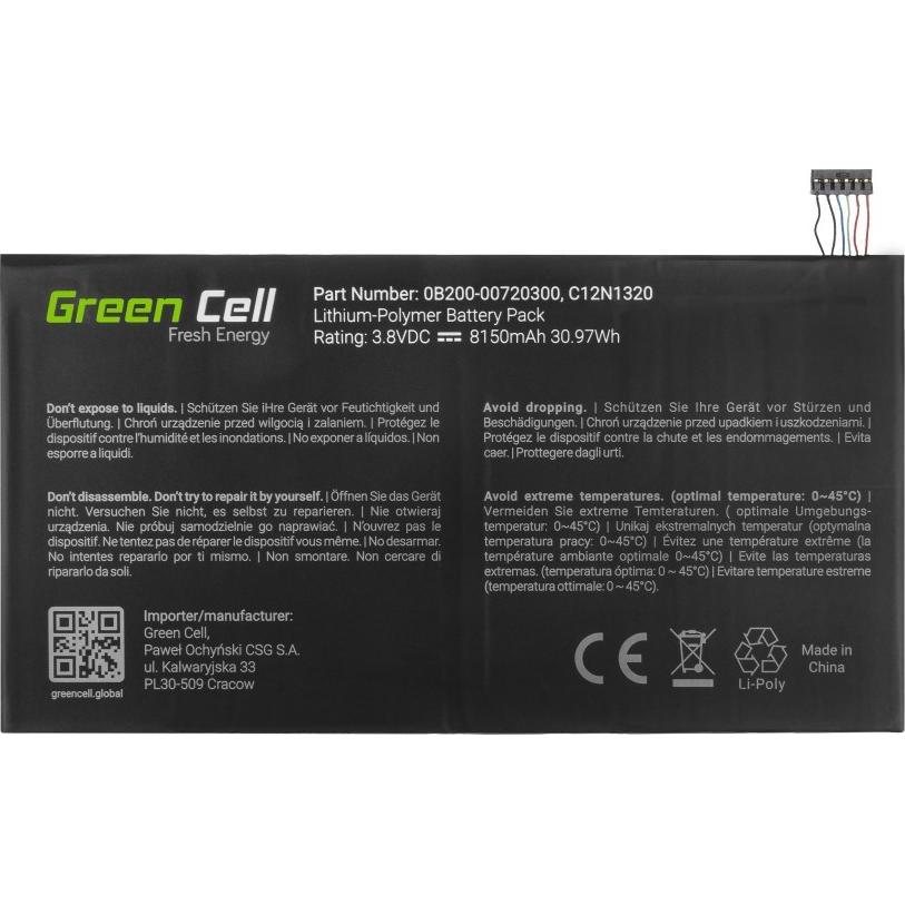 RealPower Battery for Battery C12N1320 for Asus Transformer Book T100T, 3.8V, 8150mAh (8150 mAh), Batteria per notebook