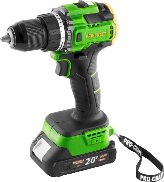 Produktbild Procraft PA18LiH-1B-C Akku Bohrschrauber 20 V 80 Nm Brushless + 1x Akku 2,0 Ah + Ladegerät + 32 (Bohrschrauber)