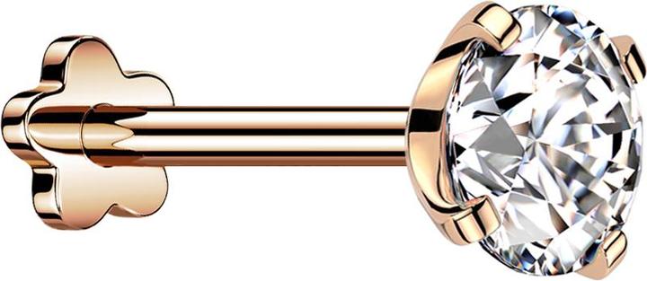 Image du produit Star Piercing Micro Threadless Labret Blume rosegold mit Kristall silber gefasst (sans laiton, Titane)