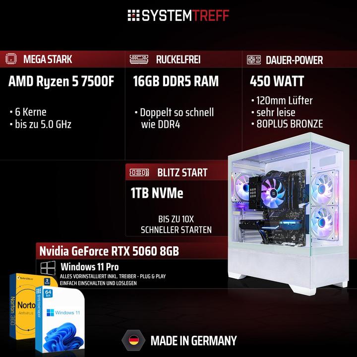 Produktbild SYSTEMTREFF Gaming PC G254598 (1000 GB, 16 GB)
