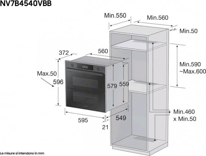 Image du produit Samsung NV7B4540VBB Four électrique multifonction avec gril