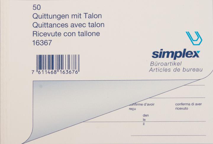 Produktbild Simplex Quittungen - ohne Durchschrift (50 x)