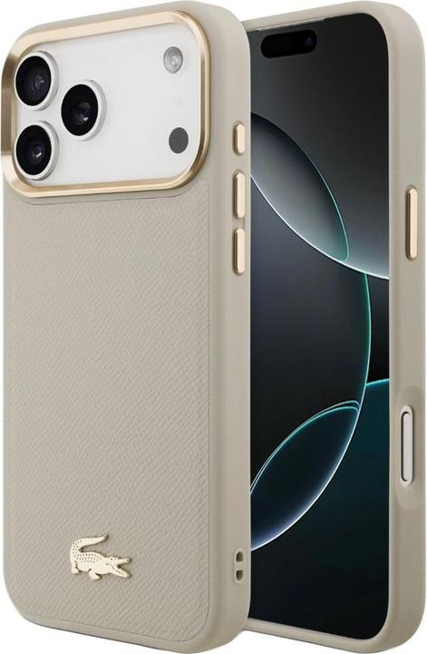 Produktbild natelo.ch Lacoste MagSafe Kunstleder Hülle Apple iPhone 17 Pro Max - Braungrau (Apple iPhone 17 Pro Max)