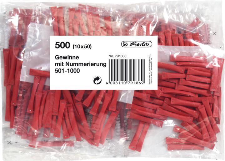 Produktbild Herlitz Gewinnlose, nummeriert 501-1.000, rot