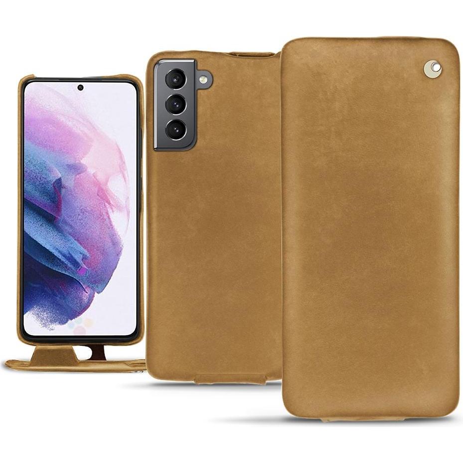 Noreve Lederschutzhülle vertikal (Samsung Galaxy S21), Smartphone Hülle, Braun