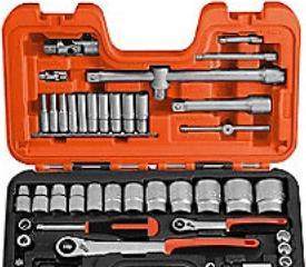 Produktbild Bahco 1/4"- und 1/2"-Steckschlüssel-Satz, metrisch, Doppelsechskant, inklusive Umschaltknarre mit schla (1/4", 1/2")