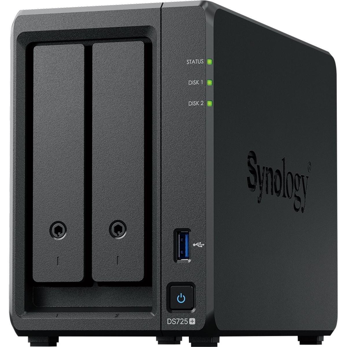 Synology DS725+ 2Bay 8TB NAS met 2x 4TB Plus HDD (2 x 4 TB), NAS, Schwarz