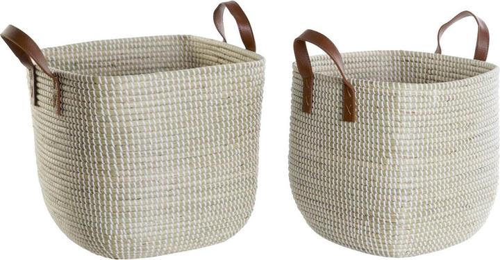 Actual product image DKD Home Decor Basket set Natural Light brown Polyurethane Seagrass 38 x 38 x 35 cm (38 x 38 x 35 cm)