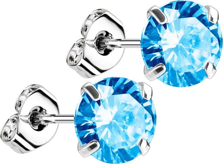 Immagine prodotto Star Piercing Orecchini a perno in argento con cristallo rotondo color acqua (senza ottone, Argento 925)