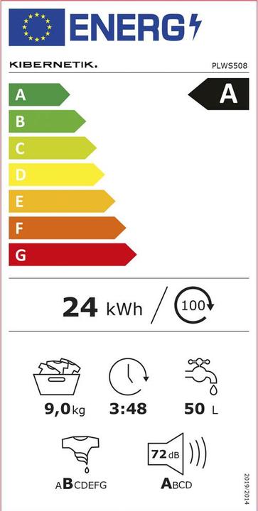 Energie-Label Kibernetik CEW508 Waschmaschine 9kg (9 kg, Links)