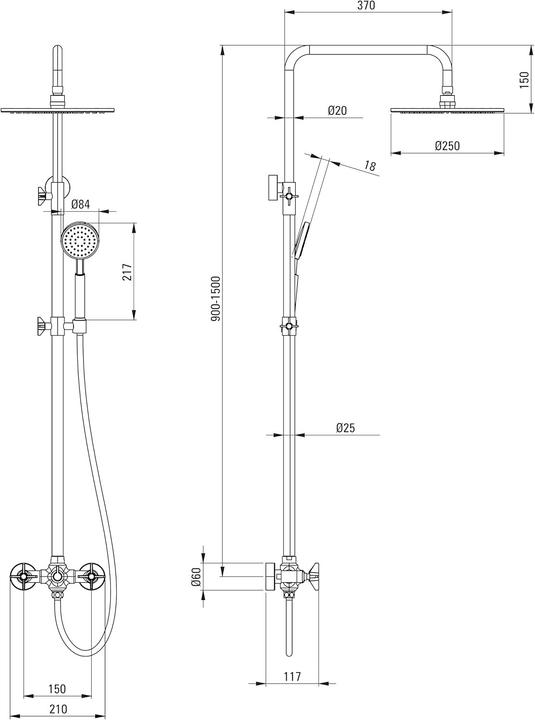 Produktbild Deante Regendusche mit Duscharmatur
