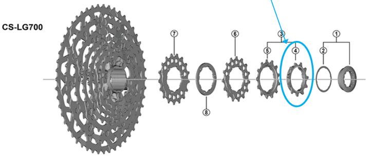 Actual product image Shimano Sprocket CS-LG700 11 teeth Spacer type (11)