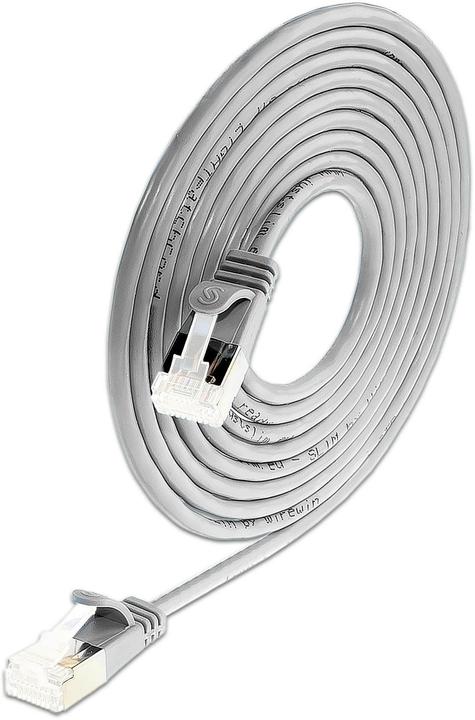 SLIM Cavo Slimpatch RJ-45, Cat 6A, U/FTP, 0,1 m, grigio, confezione da 50 pezzi (U/FTP, CAT6a, 0.10 m)